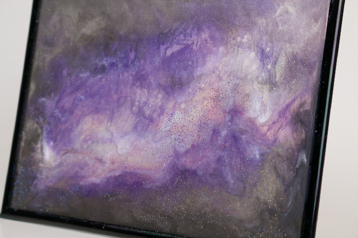 closeup of galaxy resin art
