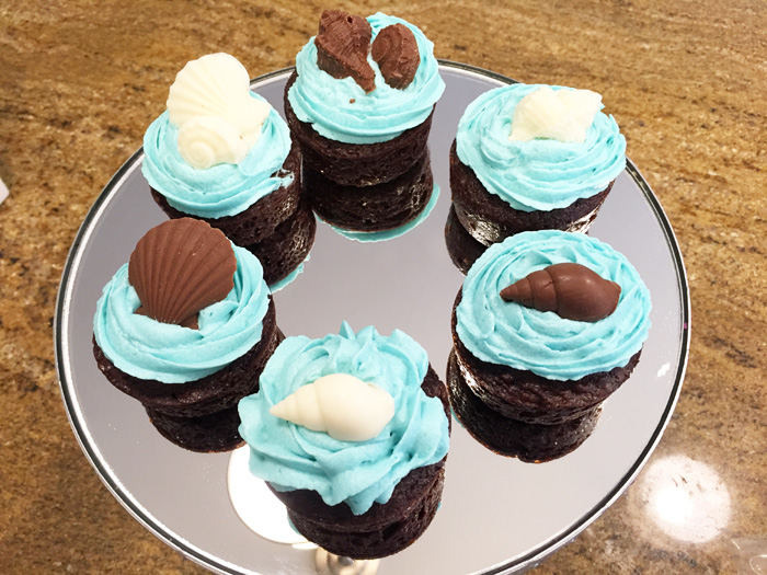 Molded Chocolate Shells on cupcakes - chocolate molds
