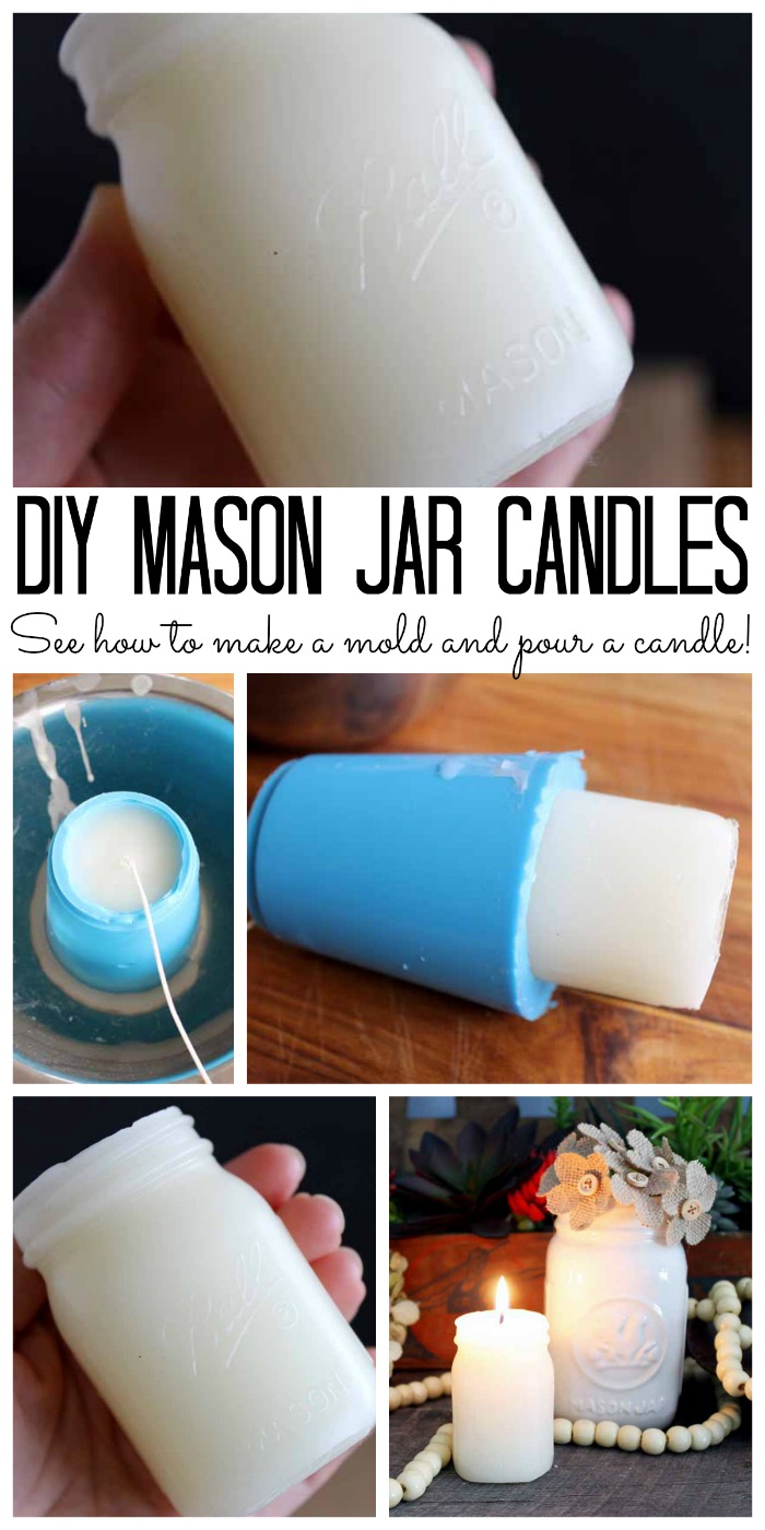 With these DIY candle making techniques, you can make mason jar candles! These mason jar shaped candles would make great gifts!