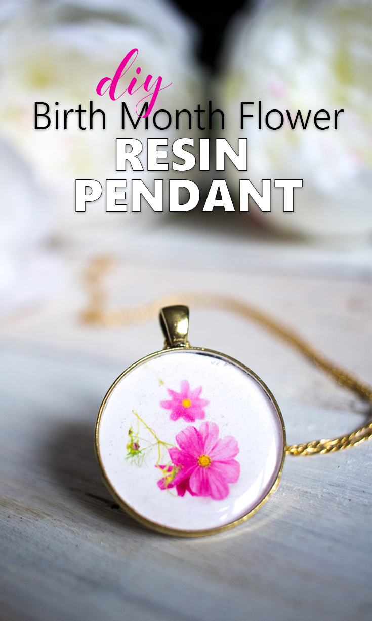 Handmade Birth Flower Resin Necklace Gift