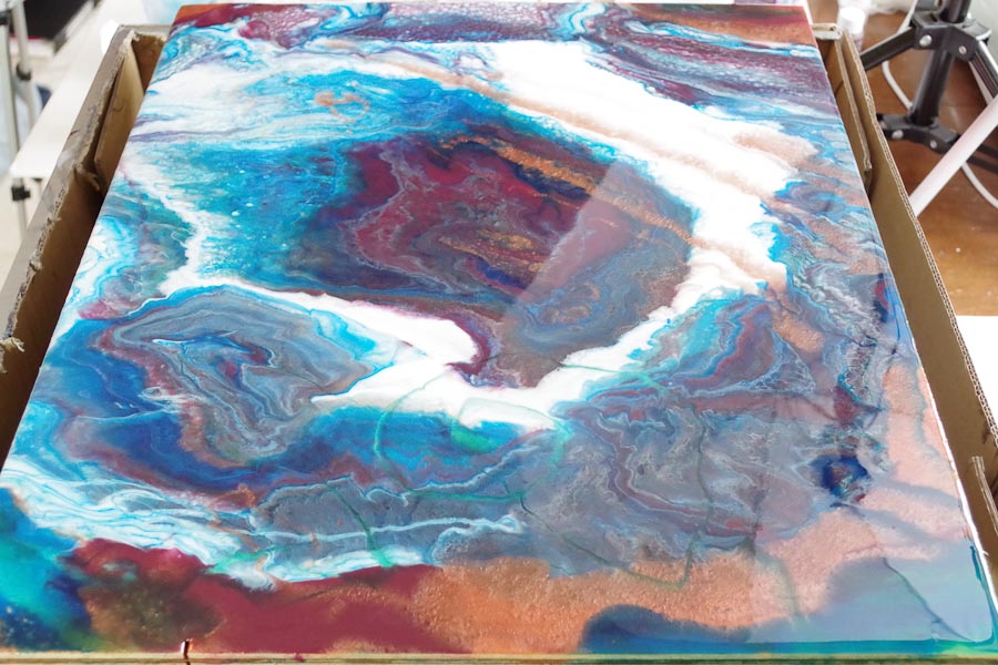 Poured Resin Wall Art - let cure
