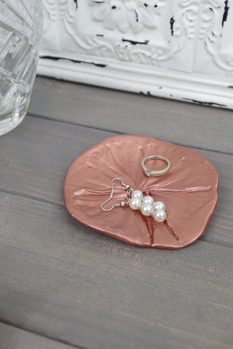 DIY Leaf Imprint Clay dish- clover leaf dish holding jewelry