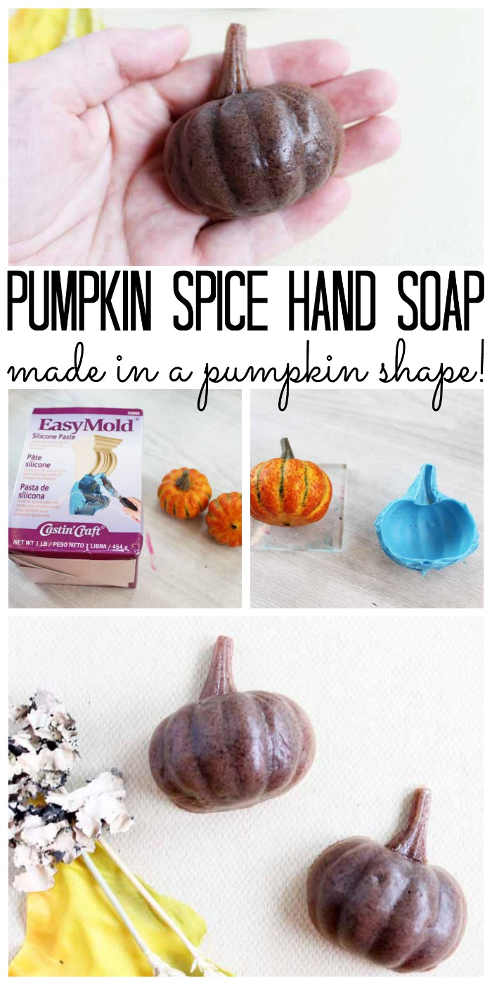Add a pumpkin spice soap to your bathroom this fall! They are absolutely perfect when poured into pumpkin shapes! How to make the mold is included!