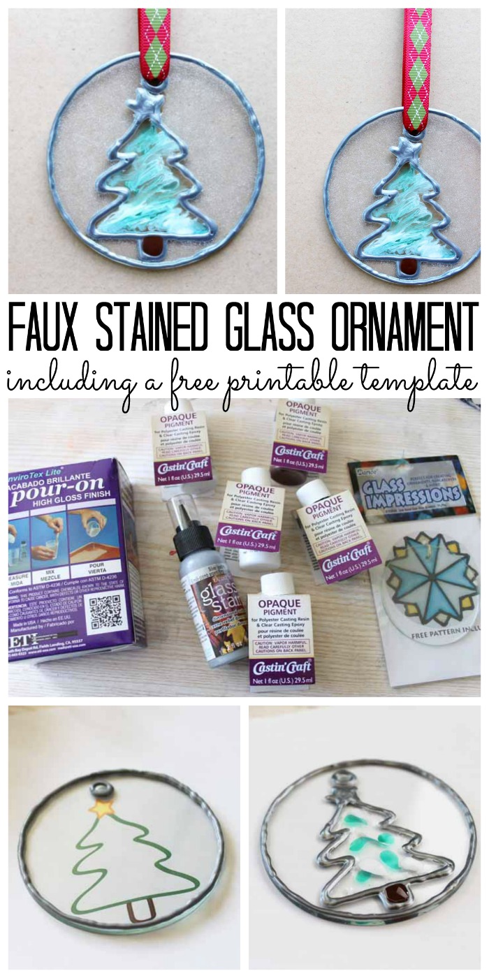 These faux stained glass Christmas ornaments are perfect for your tree! Including a free template to trace!