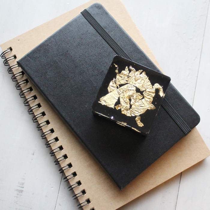 Resin Gold flake Notebook with black color dye
