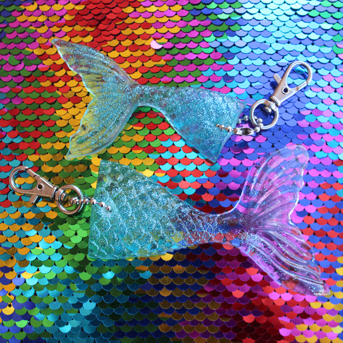 Mermaid Tail Glitter Resin Keychain Charms - Resin Crafts Blog