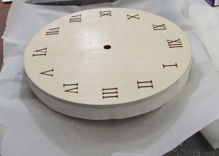 Wood and Resin Clock - set up disposable cup to raise the clock face above the work surface