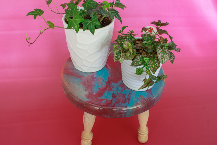 Create a beautiful plant stand using the poured resin technique!