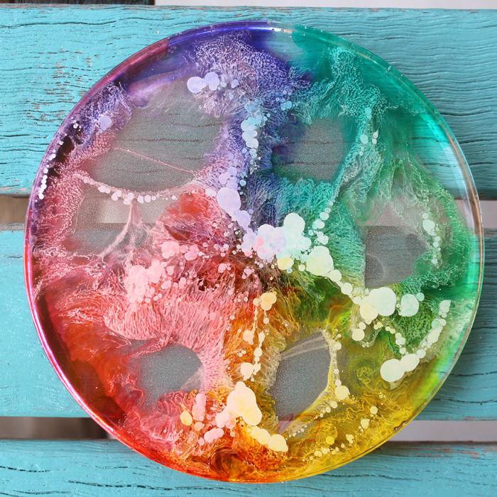 Petrified Rainbow Resin Coasters with Alcohol Ink DIY - Resin Crafts Blog