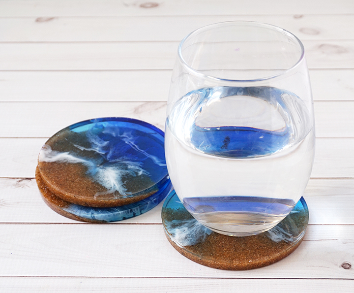 DIY Resin Beach Coasters with Glass