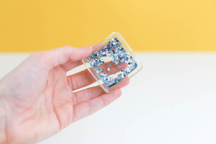 fillable resin charms with blue glitter