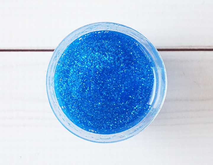 Blue resin mixed with glitter