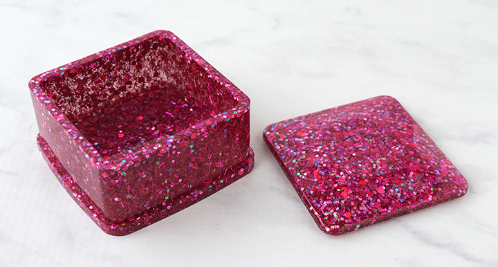 Glittered Resin Trinket Box removed from mold
