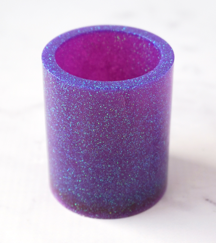 Empty Purple Glittered Resin Cup