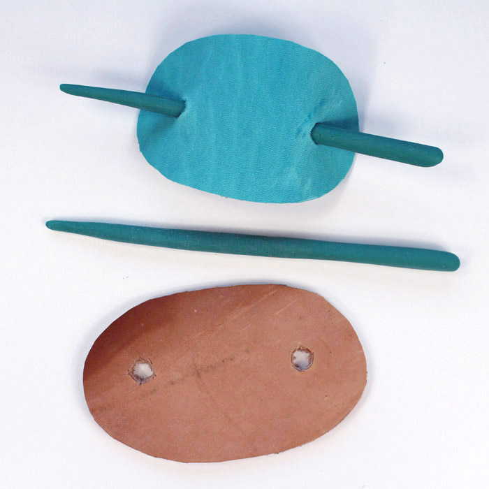 Make a fashionable stick barrette for hair with Easy Sculpt resin and scrap tooling leather. 
