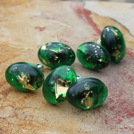 DIY: Gold Leaf Emerald Cabinet Knobs