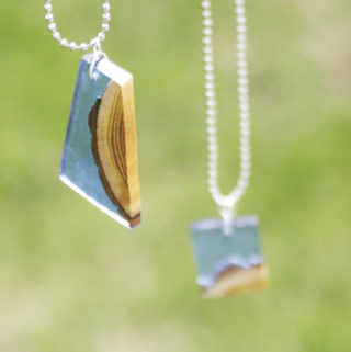 wood resin pendant - completed pendants outside photo