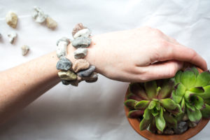 DIY boho jewelry ideas - learn to make a stacked faux stone bracelet.