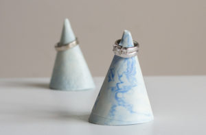 Make your own trendy faux marble ring cone. A useful and beautiful DIY jewelry organizer idea. Full tutorial included!