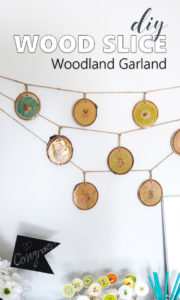 This wood slice garland is adorable. Great way to decorate for a baby shower or woodland themed birthday party, or as rustic woodland nursery decor.