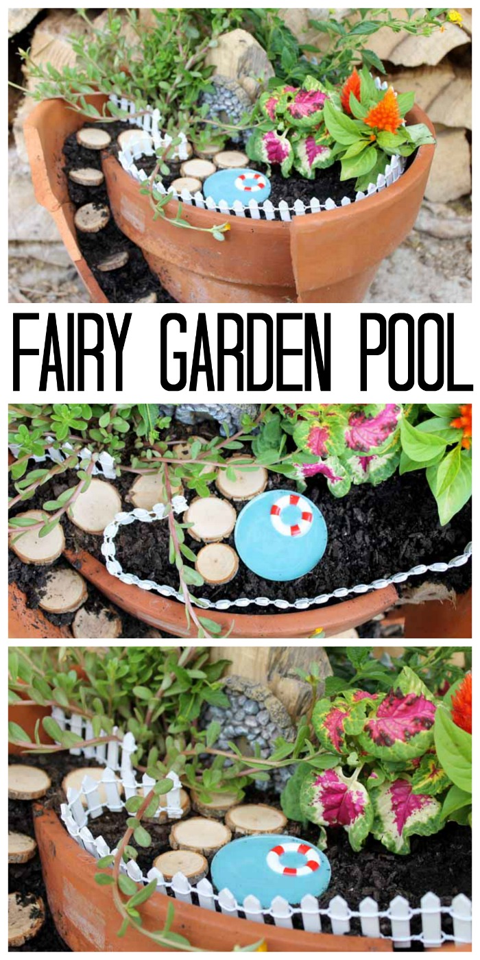 You can make your own fairy garden with an in ground pool!  A cute way to add some whimsy to your patio, deck, or garden this summer! via @resincraftsblog