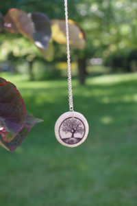 Clay Pendant Ink Transfer finished circle tree pendant