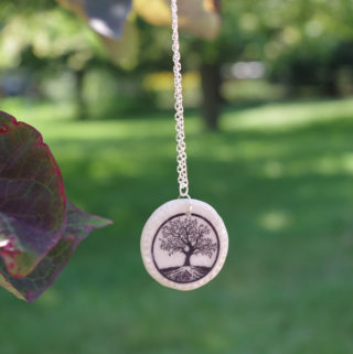 Clay Pendant Ink Transfer finished circle tree pendant