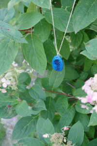 Clay Pendant Ink Transfer finished blue pendant