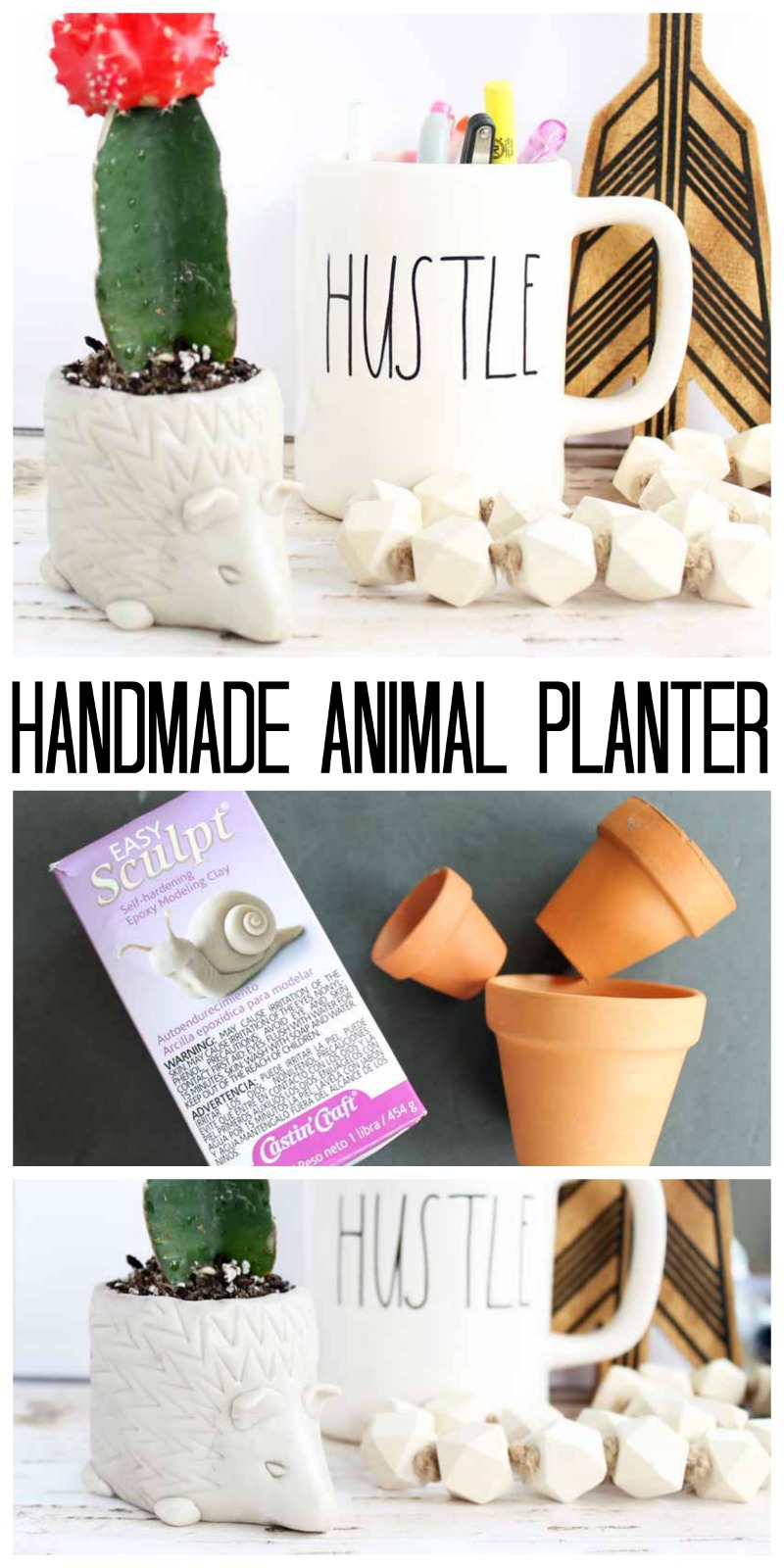 Make a handmade animal planter for your home with this clay in minutes. This adorable project is easy and will last forever! via @resincraftsblog