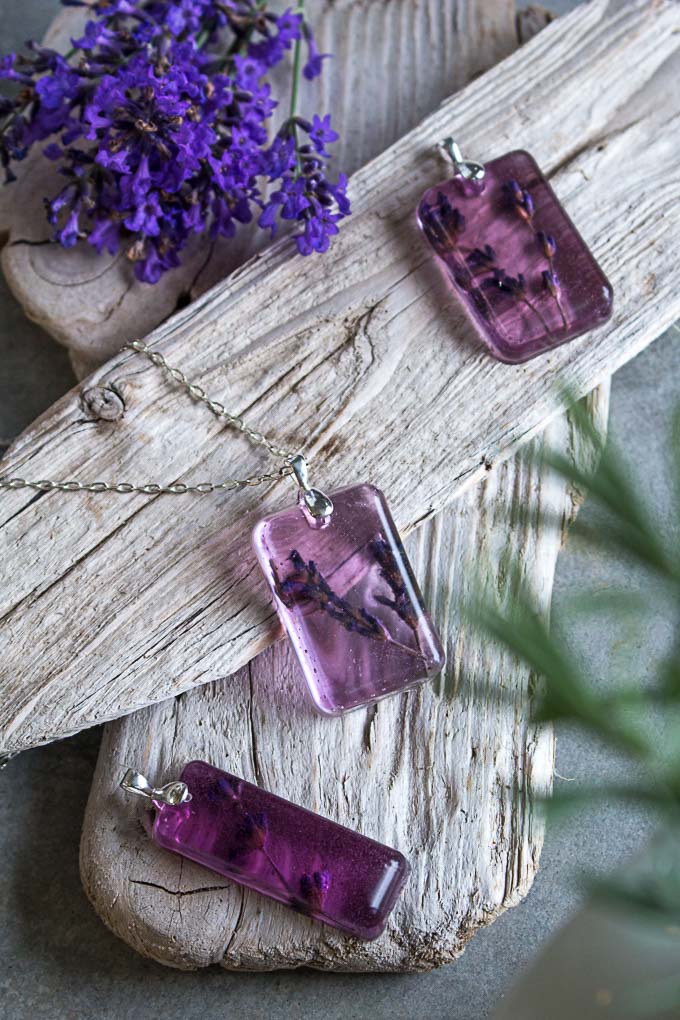 DIY Lavender Flower Pendant with EnviroTex Jewelry Resin 
