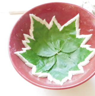 DIY Leaf Imprint Clay Bowls- clay cut and ready to cure