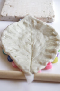 DIY Leaf Imprint Clay Bowls- let cure 24 hours