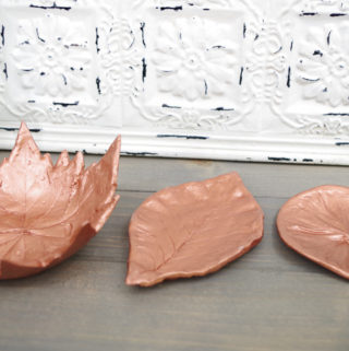 DIY Leaf Imprint Clay Bowls- three leaf bowls