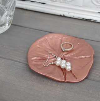 DIY Leaf Imprint Clay Bowls clover leaf bowl holding jewelry