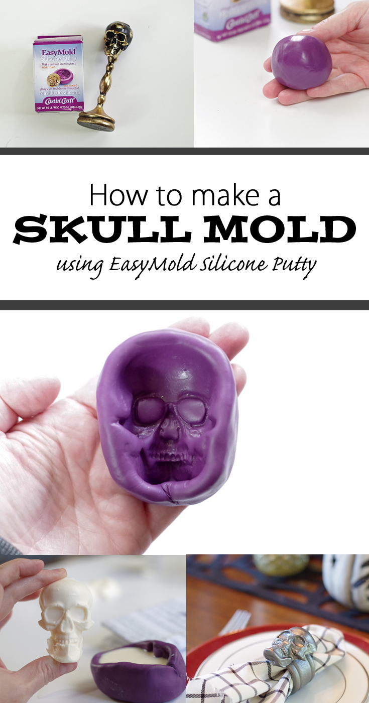 Skull Mold from Putty - Pinterest image via @resincraftsblog