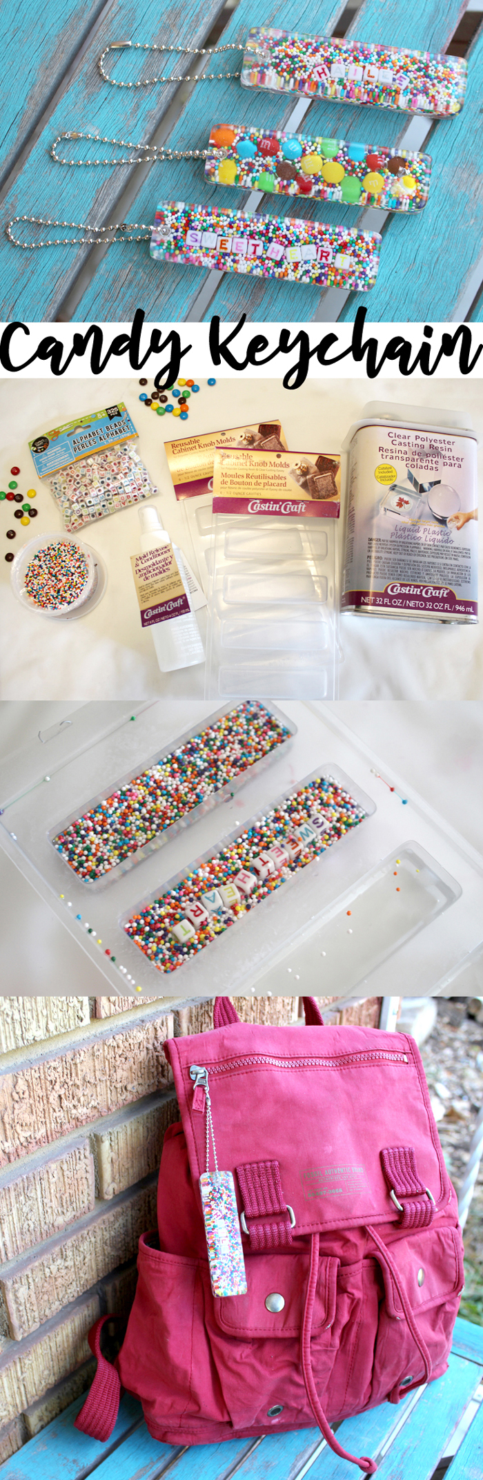 Candy Sprinkles Resin Keychain DIY!  These keychains can be customized and make the perfect handmade gift for the holidays. via @resincraftsblog