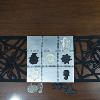 resin Halloween decorations - tic tac toe resin game - finished tic tac toe game with resin play pieces