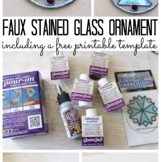 faux stained glass ornament with free template