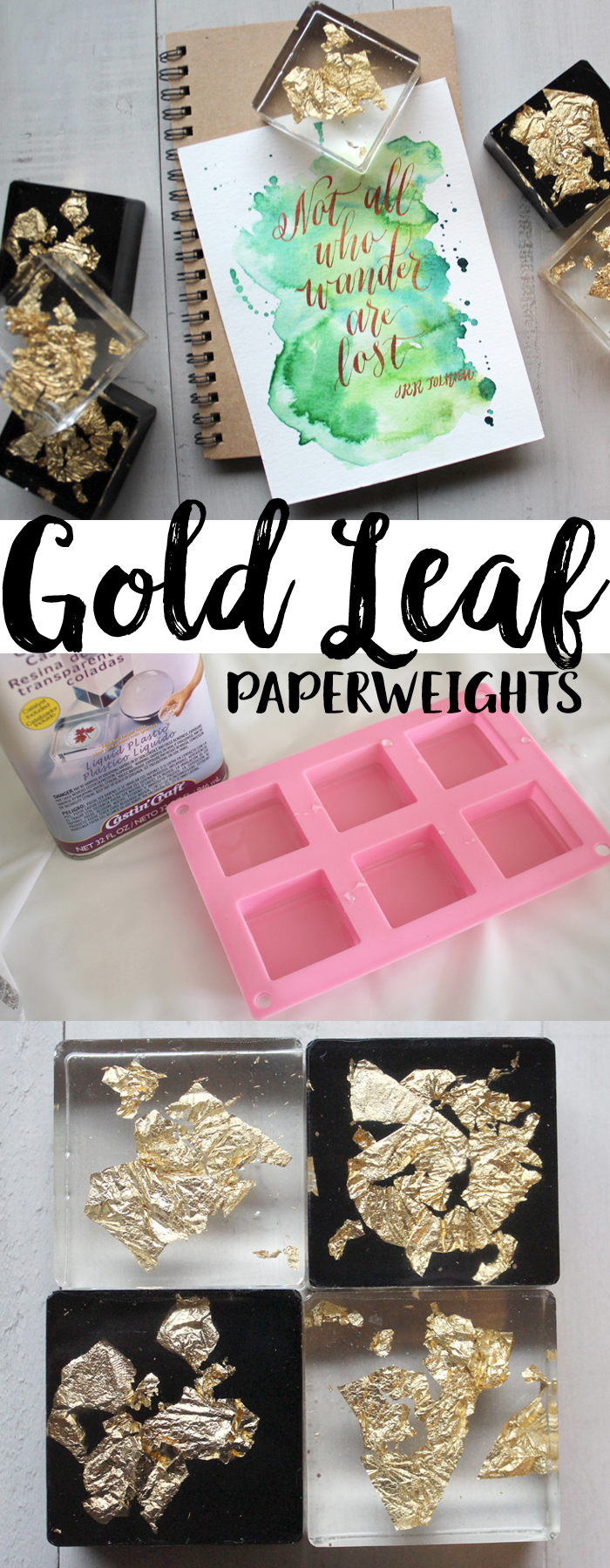 Make a stunning gold leaf paperweight or magnet for the fridge--using clear casting resin.  #resincraftsblog #resincrafts via @resincraftsblog