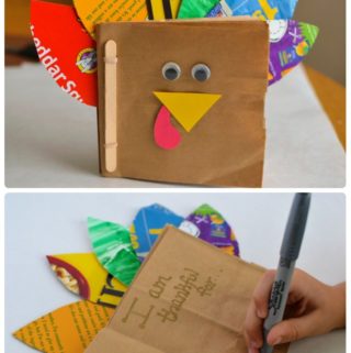 Journaling-in-Our-Thankful-Turkey-Kids-Book-Craft-More-Thanksgiving-Crafts-for-Kids-at-B-Inspired-Mama