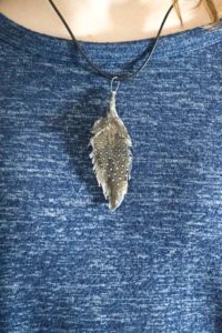 Resin Coated Feather Necklace- finished necklace