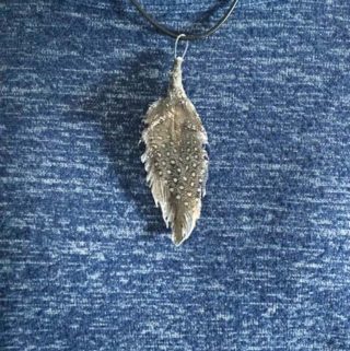 Resin Coated Feather Necklace-115
