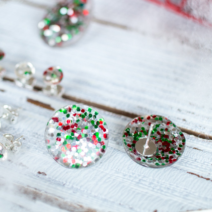Resin Glitter Earrings Christmas Sustain My Craft Habit-7433 via @resincraftsblog