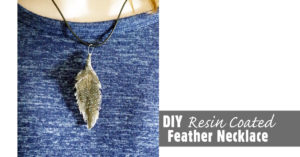 resin coated feather necklace social media image