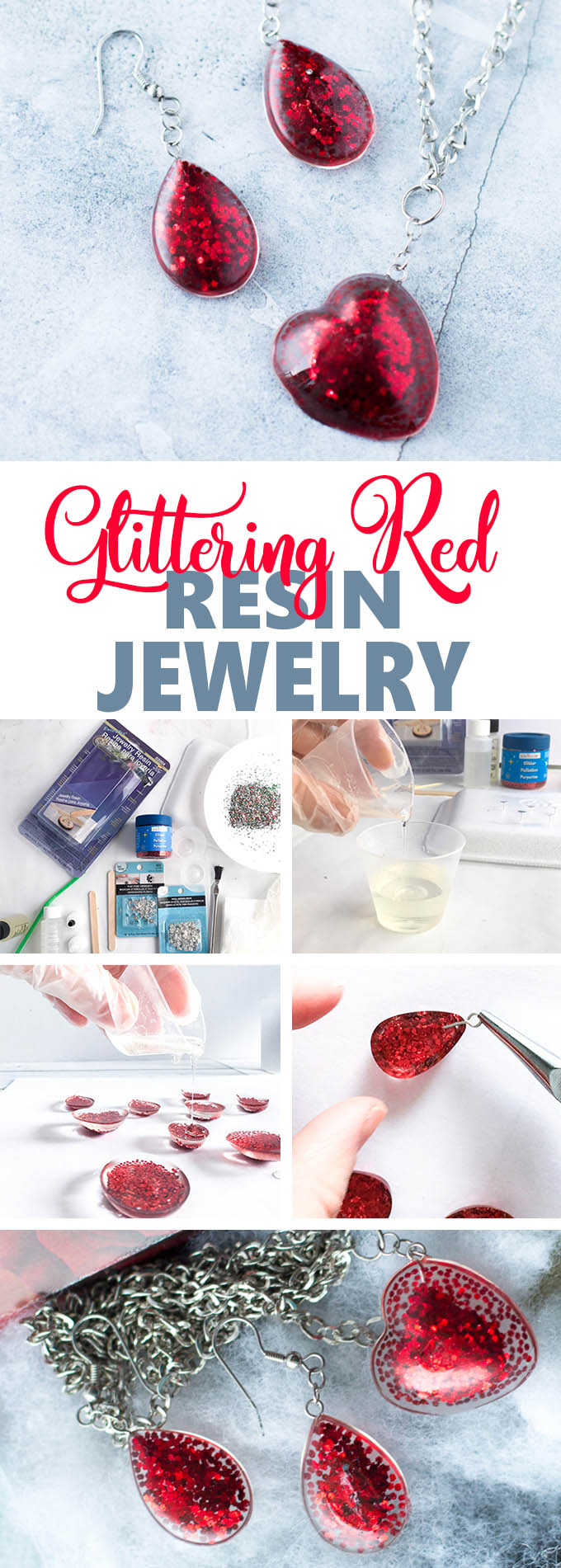 Galentine's Day DIY gift ideas | Valentine's day jewelry idea with resin | How to make resin earrings and pendants #resincrafts #resincraftsblog #diyjewelry via @resincraftsblog