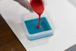Layering Resin - DIY Pencil Holder- pouring red resin