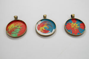 Paint and Resin Necklaces - let paints dry completely