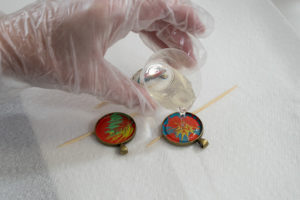 Paint and Resin Necklaces - pour resin into bezels