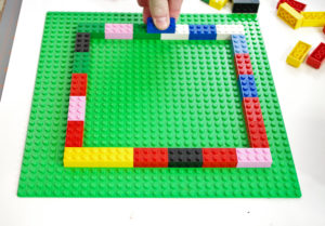 DIY Lego Mold using silicone rubber - start by building a outer form using 2x4 blocks two layers tall