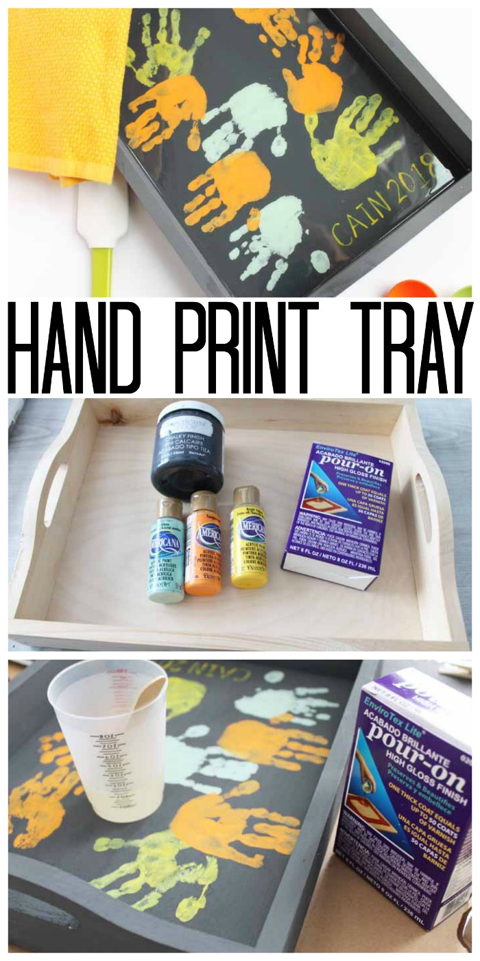  Make this hand print tray for Mother's Day! Easy to make and mom will love it!  Add resin to the surface for daily use and added protection. via @resincraftsblog